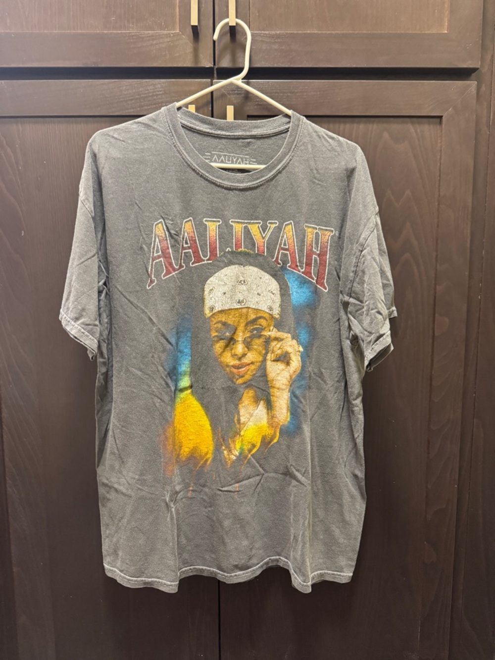 Cotton On Aaliyah Graphic Short Sleeve Tee - Gray with Yellow & Blue Accents